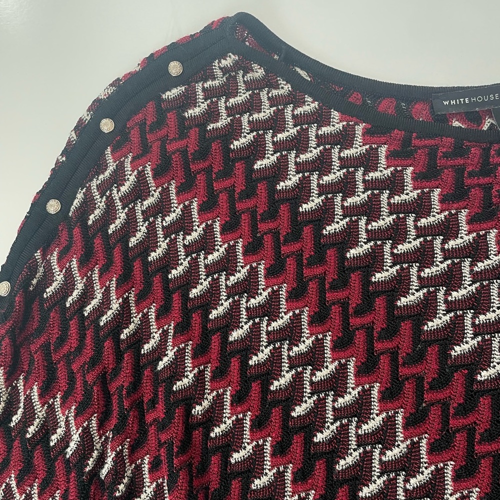 White House Black Market Red and Black Patterned Blouse - Picture 9 of 9